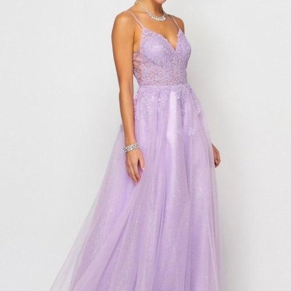 V-Neck A-Line Shape Prom Dress JT234